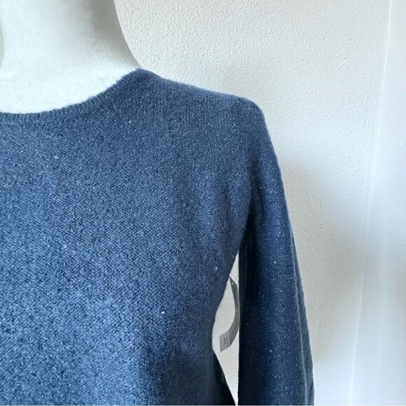 Chico’s Y2K Sequin Pullover Puff Sleeve Midnight Blue Sweater SZ S NWT - Picture 6 of 9